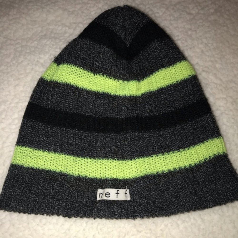 Neff Grey Stripped Foldable Acrylic Beanie